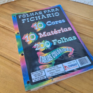 REFIL FICHÁRIO 200 FOLHAS COLORIDAS